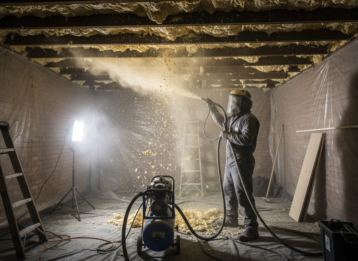 sand blasting spray foam insulation removal in Cheltenham